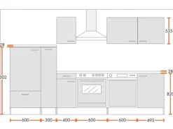 Menke Küchenzeile Classic 300 cm Weiß Melamin-Sonoma Eiche Nachbildung