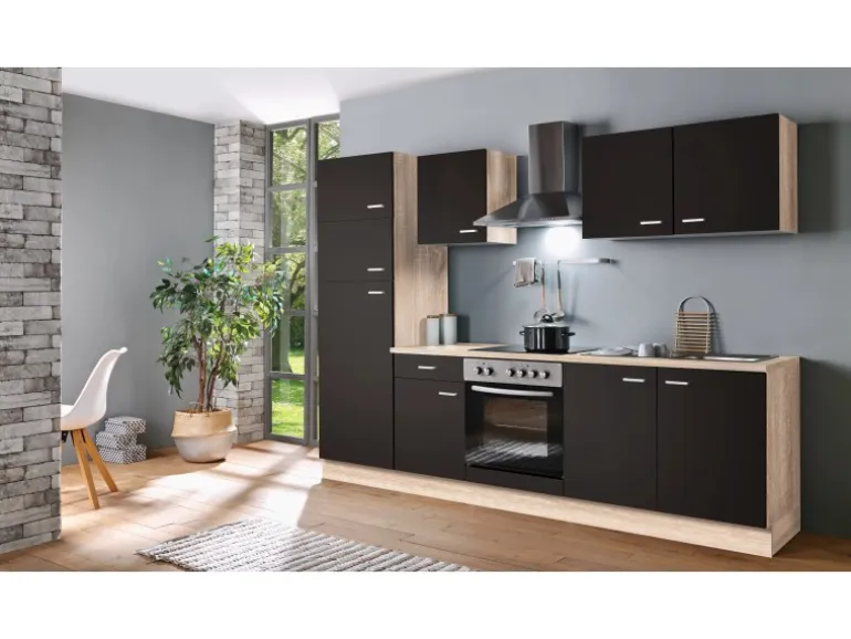 Menke Küchenzeile Classic 270 cm Lava Matt-Sonoma Eiche Nachbildung