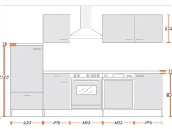 Menke Küchenzeile Classic 280 cm Lava Melamin-Sonoma Eiche Nachbildung
