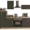 Menke Küchenzeile Premium 300 cm Lava Hochglanz-Sonoma Eiche Nachbildung