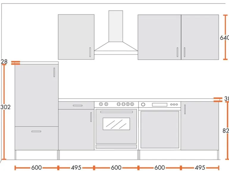 Menke Küchenzeile Premium 280 cm Weiß Hochglanz-Sonoma Eiche Nachbildung