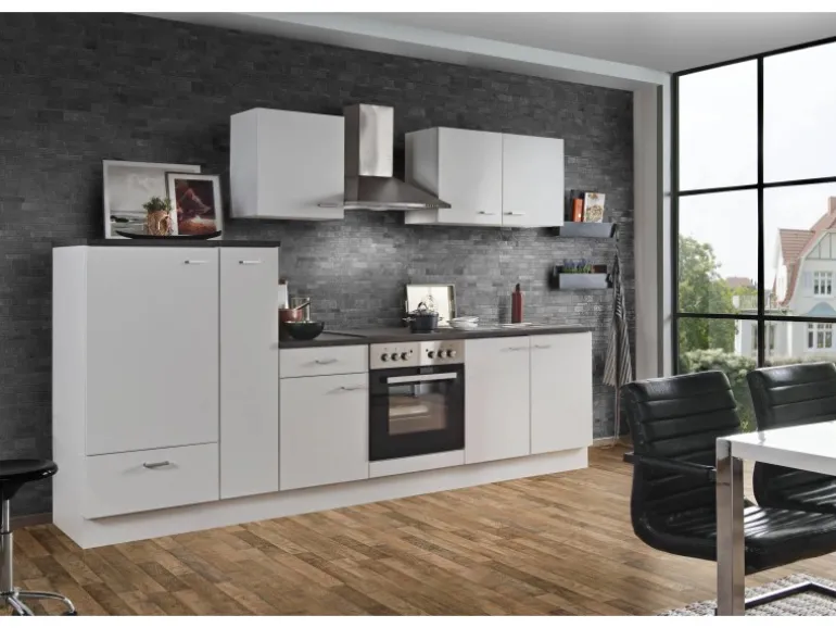 Menke Küchenzeile White Classic 300 cm Weiß-Marmor-Optik