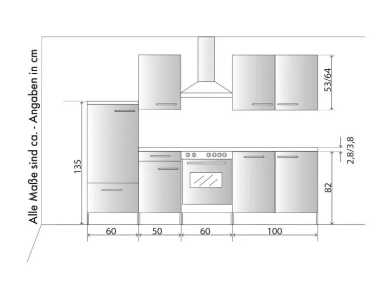 Menke Küchenzeile White Classic 270 cm Graphit-Weiß