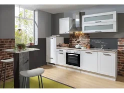 Menke Küchenzeile White Premium Landhaus 270 cm Lacklaminat Weiß Matt-Asteiche