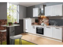 Menke Küchenzeile White Premium Landhaus 300 cm Lacklaminat Weiß Matt-Asteiche