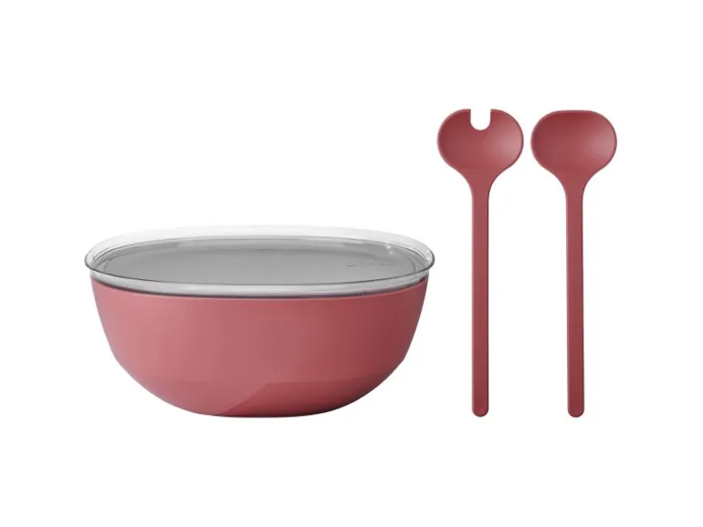 Mepal Silueta Servierschale mit Deckel und Salatbesteck 5000 ml Vivid Mauve