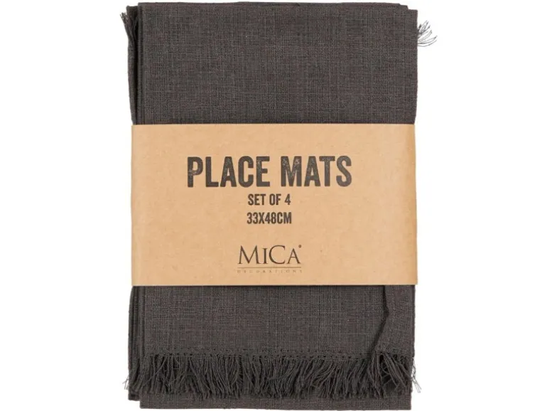 Mica Decorations Tischset Villia 48 cm x 33 cm Dunkelgrau 4 Stück
