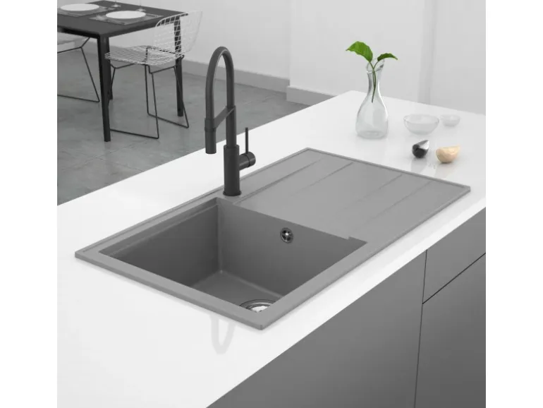 Miló Einbauspüle Granitverbundstoff Luxuria 86 Grau 39 cm Beckenbreite