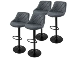 ML-Design Barhocker 4Er Set Bezug aus Kunstleder Anthrazit Gepolsterter Barstuhl