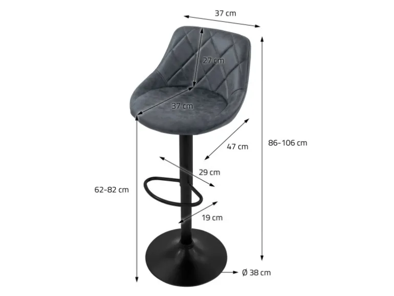 ML-Design Barhocker 4Er Set Bezug aus Kunstleder Anthrazit Gepolsterter Barstuhl