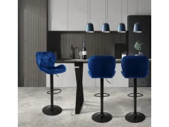 ML-Design Barhocker 4Er Set aus Samt Blau Gepolsterter Drehbar Hocker