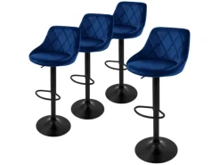 ML-Design Barhocker 4Er Set aus Samt Blau Gepolsterter Drehbar