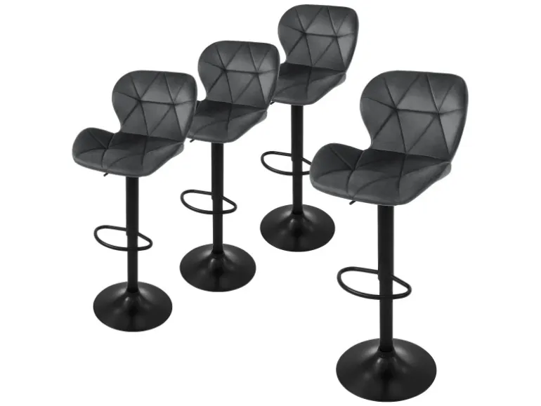 ML-Design Barhocker 4Er Set aus Samt Grau Gepolsterter Drehbar Hocker