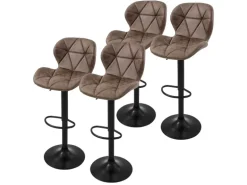 ML-Design Barhocker 4Er Set aus Kunstleder Braun Gepolsterter Drehbar