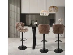 ML-Design Barhocker 4Er Set aus Kunstleder Braun Gepolsterter Drehbar