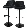 ML-Design Barhocker 2Er Set aus Samt Schwarz mit Rückenlehne und Fußstütze