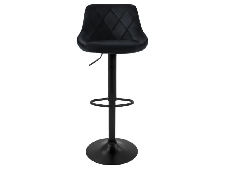 ML-Design Barhocker 2Er Set aus Samt Schwarz mit Rückenlehne und Fußstütze