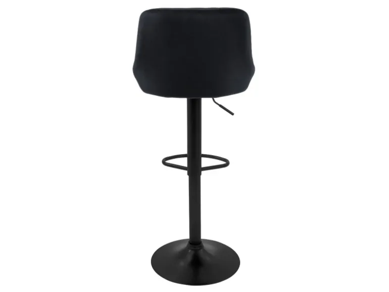 ML-Design Barhocker 2Er Set aus Samt Schwarz mit Rückenlehne und Fußstütze