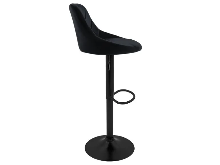 ML-Design Barhocker 2Er Set aus Samt Schwarz mit Rückenlehne und Fußstütze