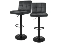ML-Design Barhocker 2Er Set aus Samt Grau Gepolsterter Barstuhl mit Rückenlehne