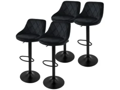 ML-Design Barhocker 4Er Set aus Samt Schwarz Gepolsterter Drehbar