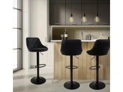 ML-Design Barhocker 4Er Set aus Samt Schwarz Gepolsterter Drehbar