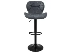 ML-Design Barhocker 2Er Set aus Kunstleder Anthrazit mit Rückenlehne Fußstütze