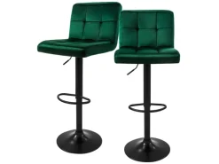 ML-Design Barhocker 2Er Set aus Samt Grün Gepolsterter Barstuhl mit Rückenlehne