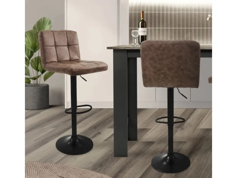 ML-Design Barhocker Set 2 Kunstleder Braun Gepolsterter Barstuhl mit Rückenlehne