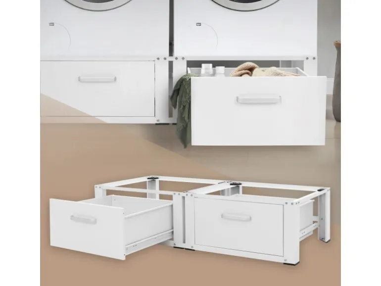 ML-Design Doppel Waschmaschinen Untergestell 2 Schubladen Weiß 128x53,5x31,5 cm