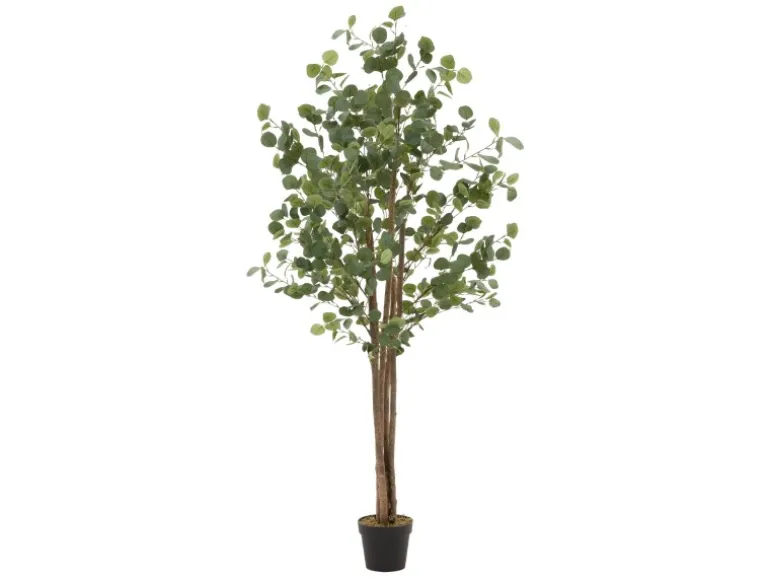 ML-Design Künstliche Eukalyptus 180cm Groß Kunstpflanze Naturholzstamm