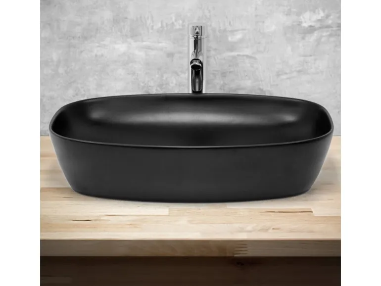 ML-Design Waschbecken aus Keramik Schwarz 605x385x140 mm Abgerundeten Ecken