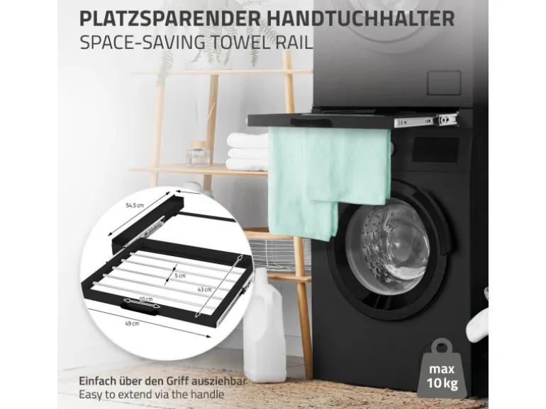 ML-Design Zwischenbaurahmen mit Wäscheleine Stahl 60,5x54,5cm Schwarz