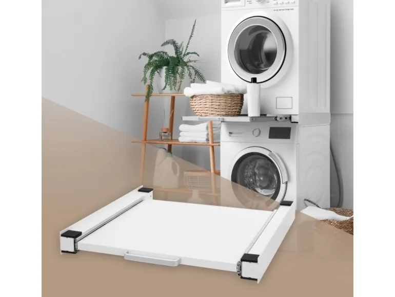 ML-Design Zwischenbaurahmen mit Ausziehplatte 60x60 cm Weiß für Waschmaschine
