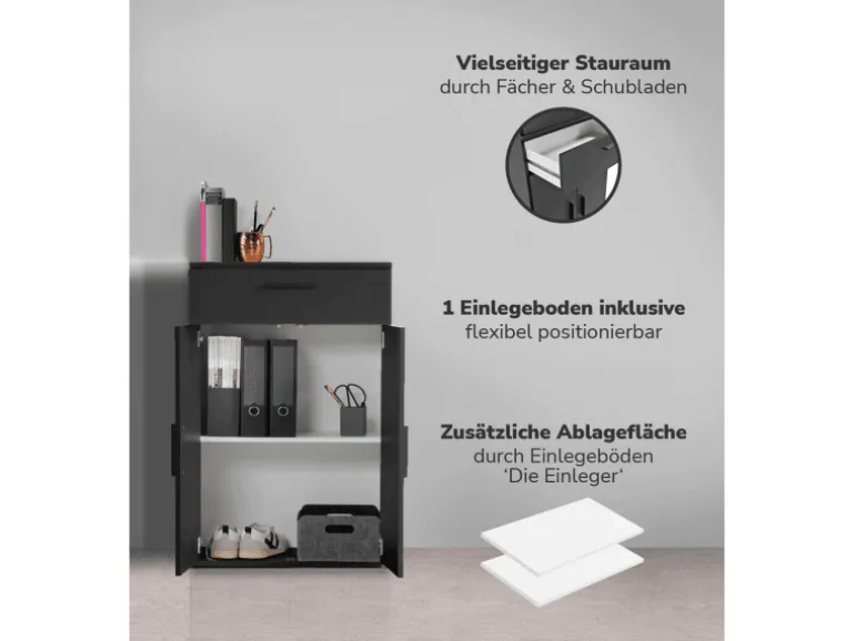 mokebo Midischrank in Anthrazit Der Praktische Mehrzweckschrank oder Aufbewahrungsschrank