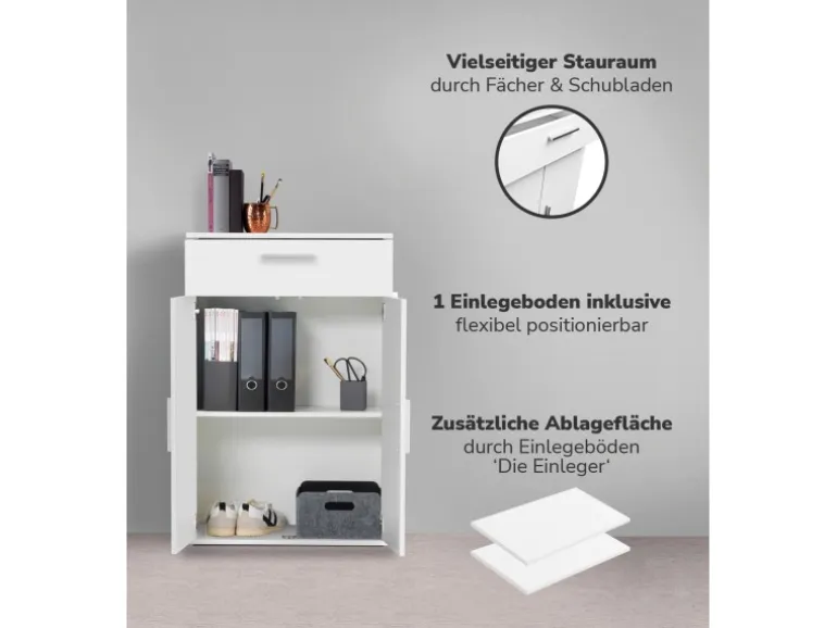 mokebo Midischrank in Weiß Der Praktische Mehrzweckschrank oder Aufbewahrungsschrank