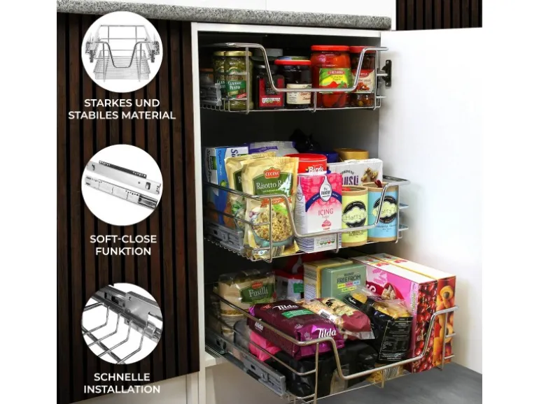 Monstershop 2 x Ausziehbare Küchenschublade Für 50cm Breite Schränke