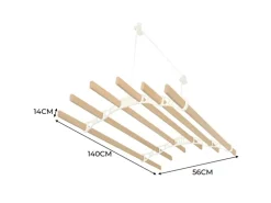 Monstershop 1.4m Elfenbeinfarbener 6-Latten-Wäscheständer mit Deckenrollen