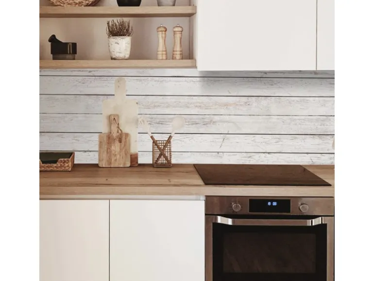 MySpotti Küchenrückwand Profix Cucina Jona Holz 100 x 60 cm Eiche Nordic Weiss