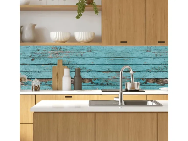 MySpotti Küchenrückwand Profix Cucina Ernest Holz 210 x 60 cm Cyan