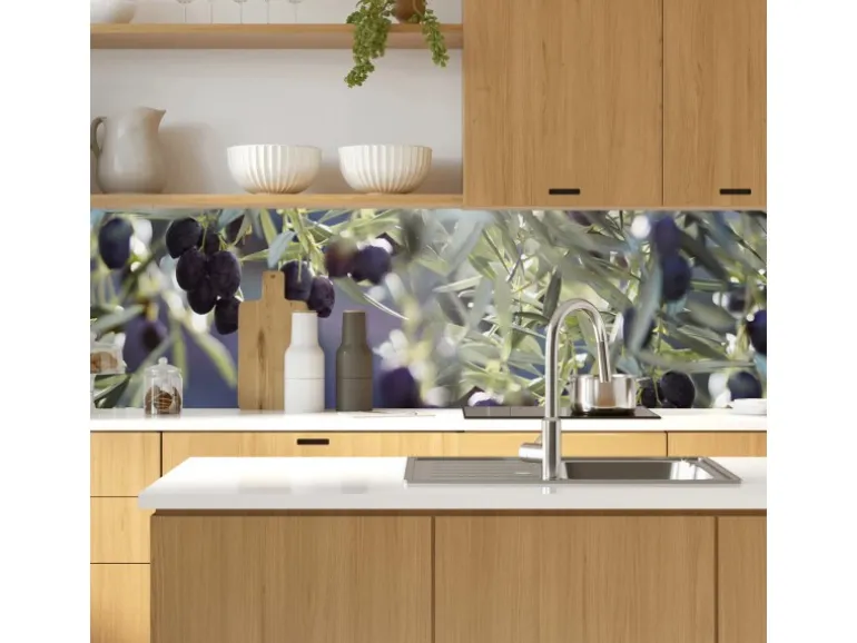 MySpotti Küchenrückwand Profix Cucina Olivenbaum 160 x 60 cm Blau-Grün