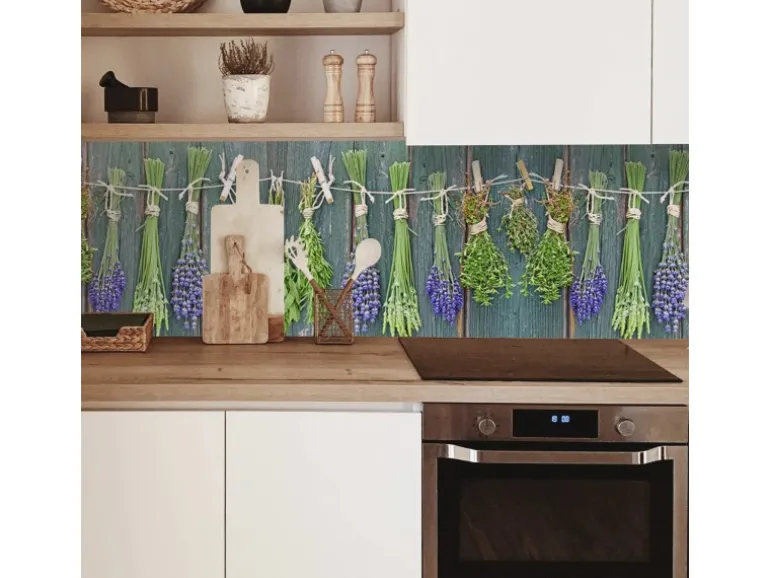 MySpotti Küchenrückwand Profix Cucina Kräuter Provence 210 x 60 cm Grün-Lila