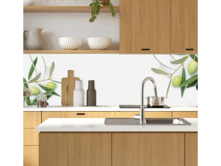 MySpotti Küchenrückwand Profix Cucina Olivenzweig 160 x 60 cm Olivgrün