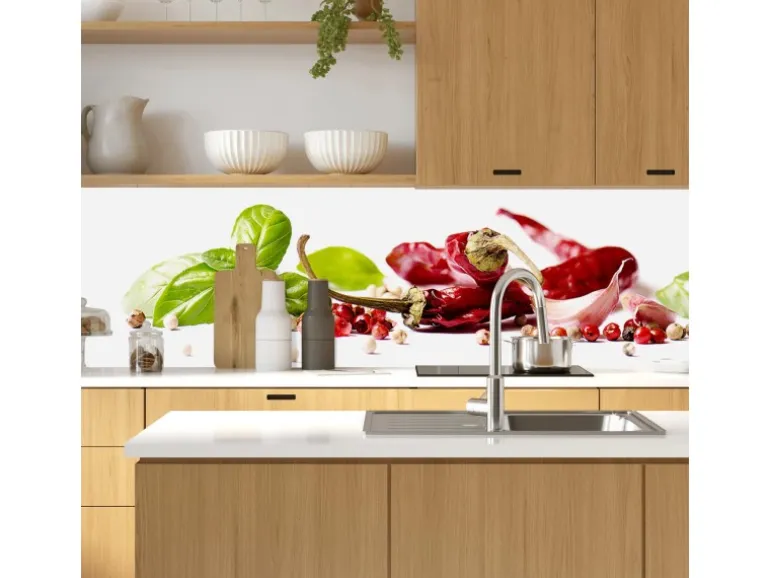 MySpotti Küchenrückwand Profix Cucina Herbs und Spice 210 x 60 cm Rot-Grün