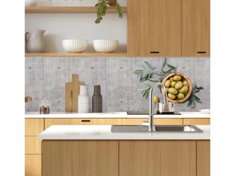 MySpotti Küchenrückwand Profix Cucina Olive und Concrete 210 x 60 cm Olivengrün