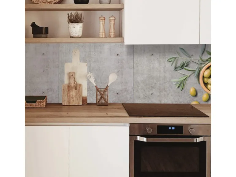 MySpotti Küchenrückwand Profix Cucina Olive und Concrete 210 x 60 cm Olivengrün