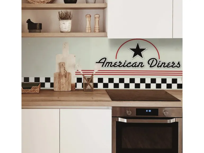 MySpotti Küchenrückwand Profix Cucina American Diners 100 x 60 cm Mehrfarbig
