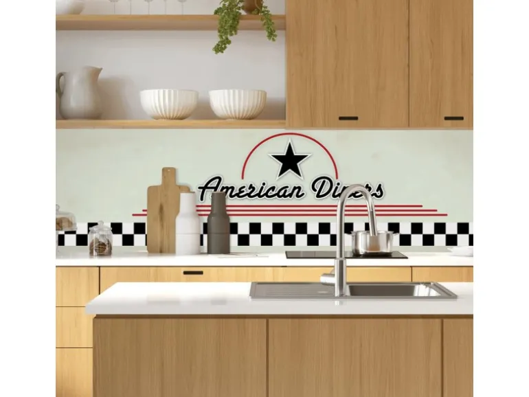 MySpotti Küchenrückwand Profix Cucina American Diners 100 x 60 cm Mehrfarbig