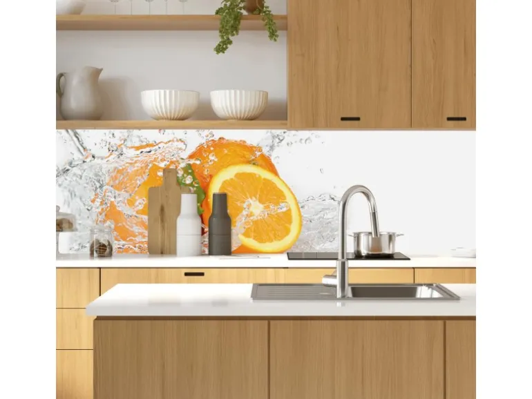 MySpotti Küchenrückwand Profix Cucina Aqua Orange 160 x 60 cm Weiß-Orange