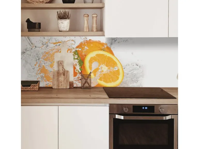 MySpotti Küchenrückwand Profix Cucina Aqua Orange 160 x 60 cm Weiß-Orange